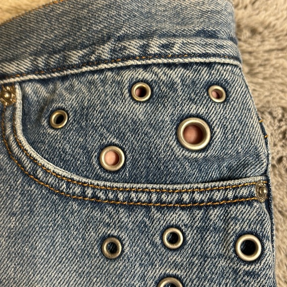 Vintage Levi’s Jean Shorts With Peek A Boo Grommets - Picture 3 of 10